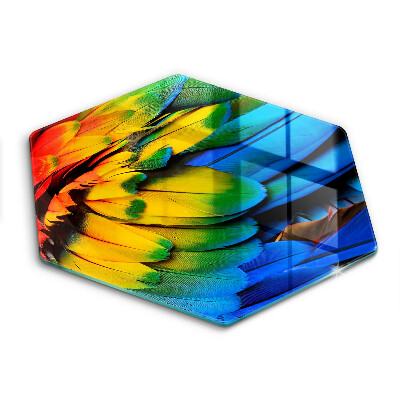 Tagliere in vetro Piume di pappagallo colorate