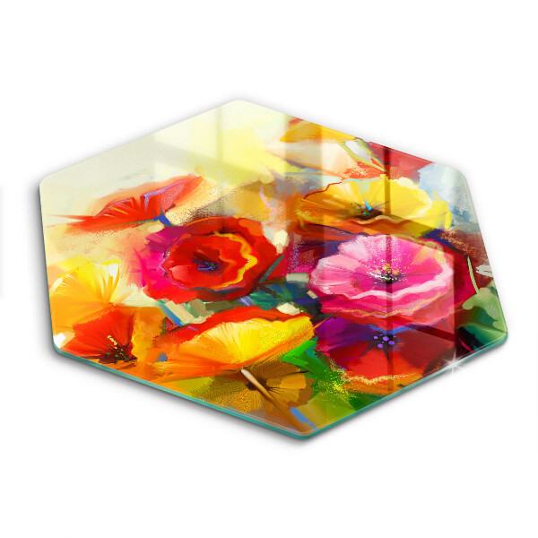 Tagliere in vetro Fiori colorati dipinti