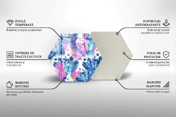 Tagliere in vetro Illustrazione di piume boho