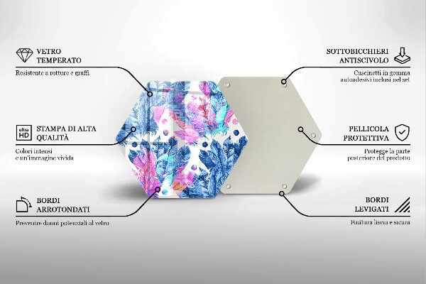 Tagliere in vetro Illustrazione di piume boho