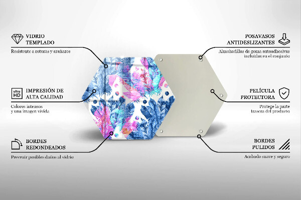 Tagliere in vetro Illustrazione di piume boho