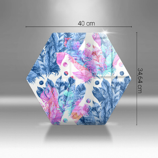 Tagliere in vetro Illustrazione di piume boho