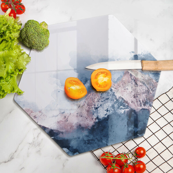 Tagliere in vetro Montagne dipinte astratte