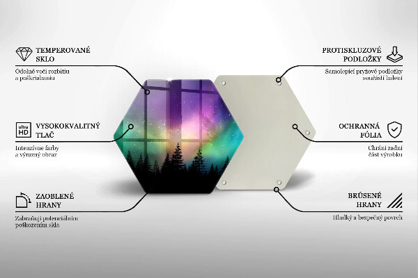 Tagliere in vetro Aurora boreale e foresta