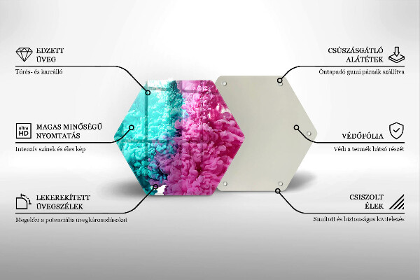 Tagliere in vetro temperato Fumo rosa-turchese