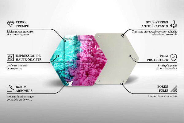 Tagliere in vetro temperato Fumo rosa-turchese