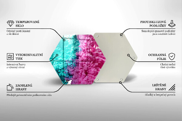 Tagliere in vetro temperato Fumo rosa-turchese