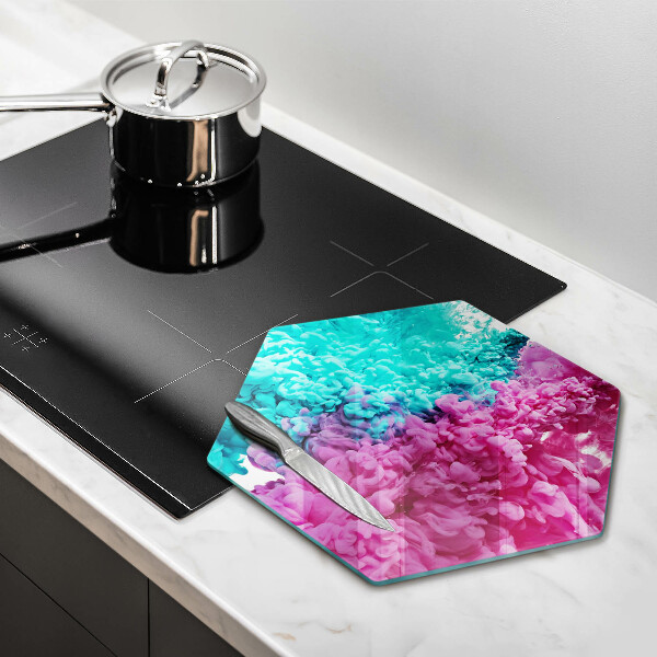Tagliere in vetro temperato Fumo rosa-turchese