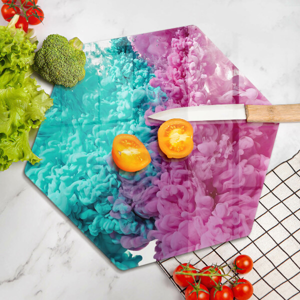 Tagliere in vetro temperato Fumo rosa-turchese