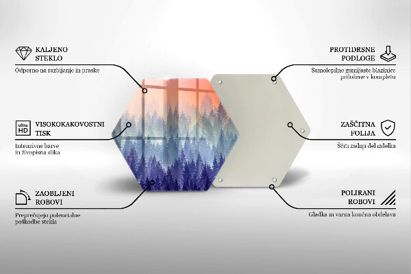 Tagliere in vetro temperato Foresta al tramonto
