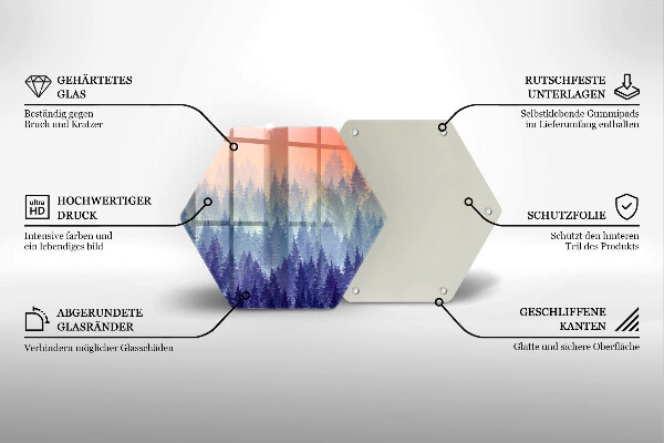 Tagliere in vetro temperato Foresta al tramonto