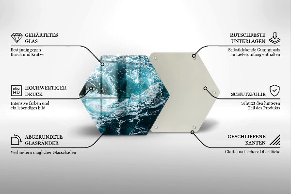 Tagliere in vetro temperato Onde d'acqua schiumose