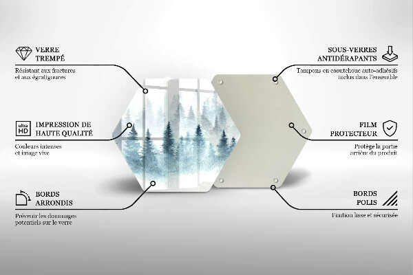Tagliere in vetro temperato Foresta invernale dipinta