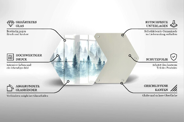 Tagliere in vetro temperato Foresta invernale dipinta