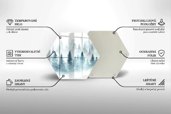 Tagliere in vetro temperato Foresta invernale dipinta