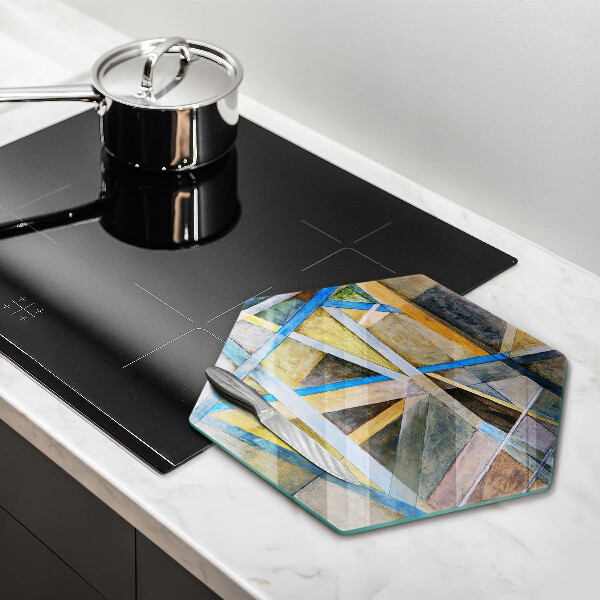 Tagliere in vetro Astrazione di linee dipinte