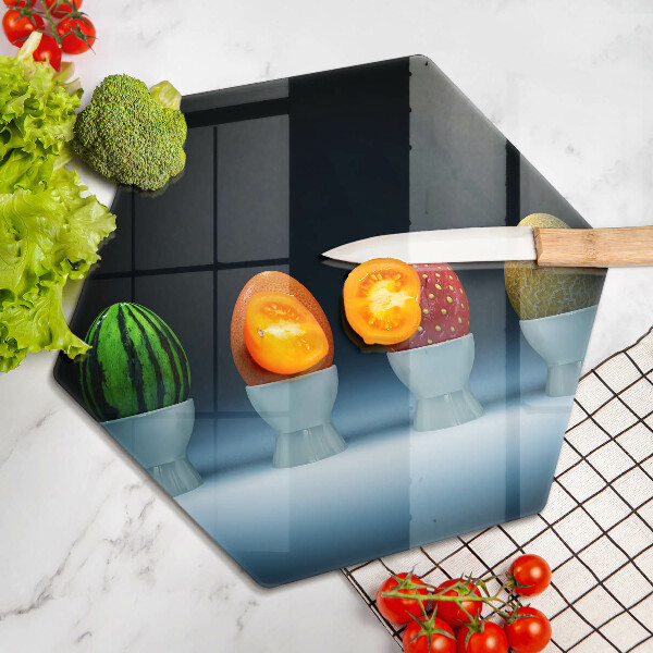 Tagliere in vetro Uova di frutta astratte