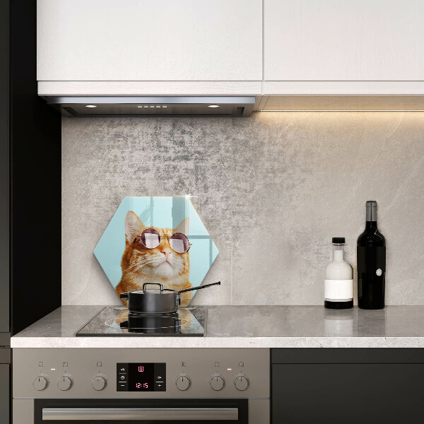 Tagliere in vetro Gatto rosso con gli occhiali