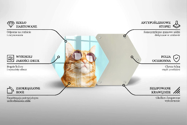 Tagliere in vetro Gatto rosso con gli occhiali