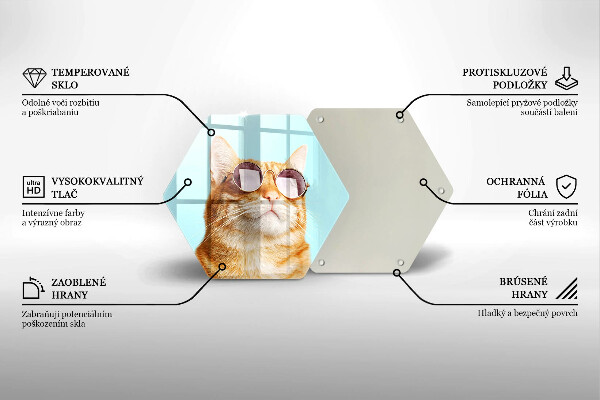 Tagliere in vetro Gatto rosso con gli occhiali