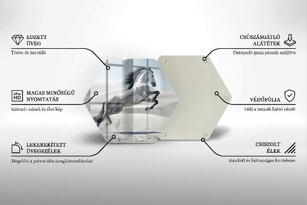 Tagliere in vetro Destriero del cavallo bianco