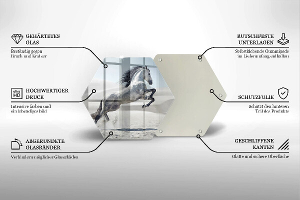 Tagliere in vetro Destriero del cavallo bianco