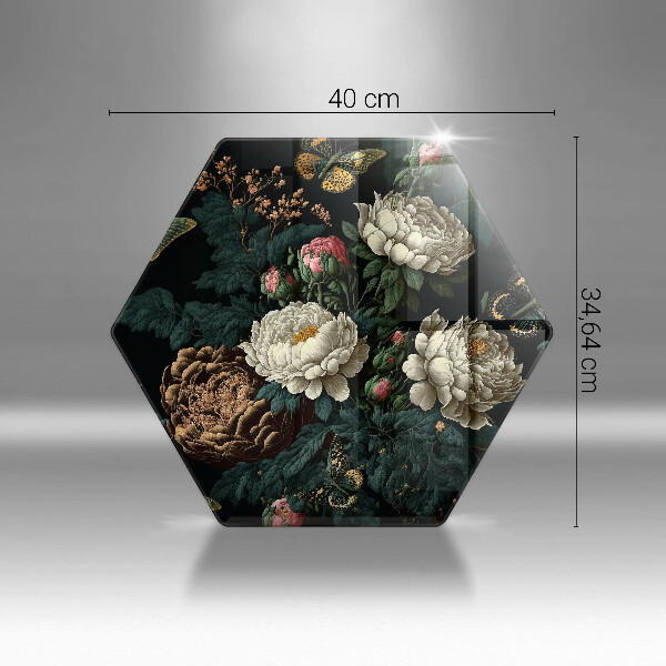 Tagliere in vetro Fiori di peonia vintage