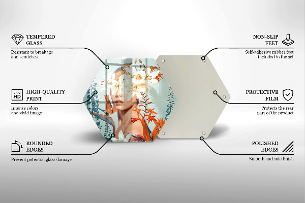 Tagliere in vetro Donna tra i fiori