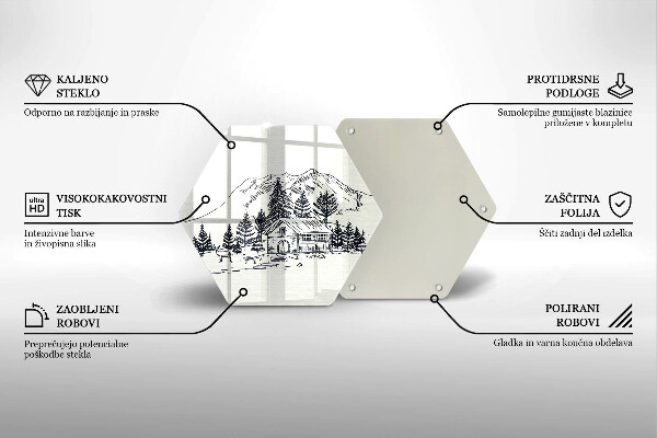 Tagliere in vetro Disegno di una baita in montagna
