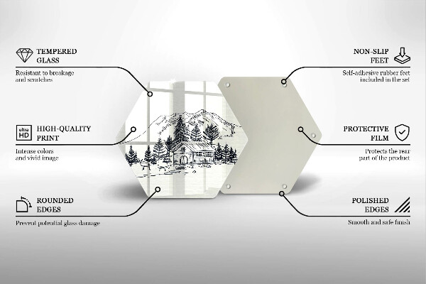 Tagliere in vetro Disegno di una baita in montagna