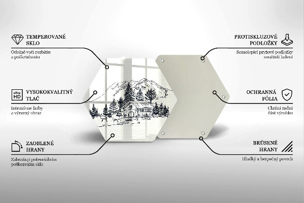 Tagliere in vetro Disegno di una baita in montagna