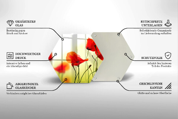 Tagliere in vetro Fiori di papaveri rossi