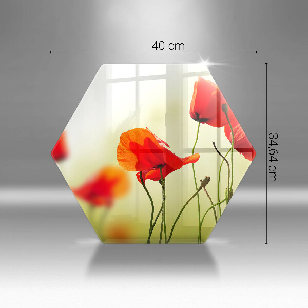 Tagliere in vetro Fiori di papaveri rossi