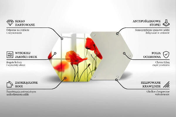 Tagliere in vetro Fiori di papaveri rossi