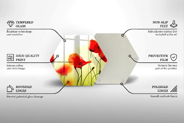 Tagliere in vetro Fiori di papaveri rossi