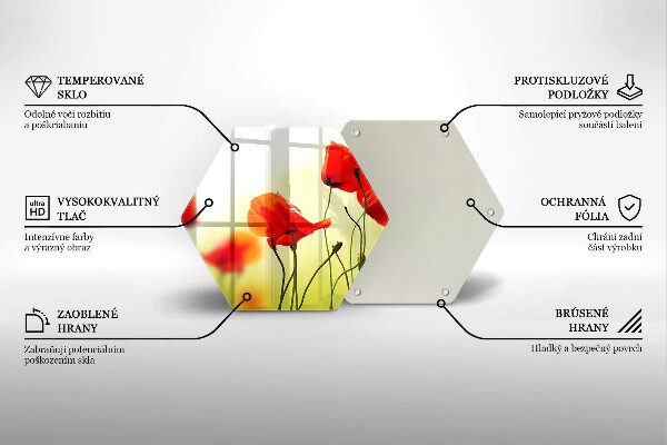 Tagliere in vetro Fiori di papaveri rossi