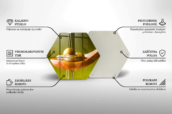 Tagliere in vetro Olio d'oliva e olive