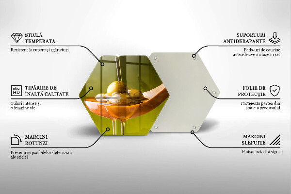 Tagliere in vetro Olio d'oliva e olive