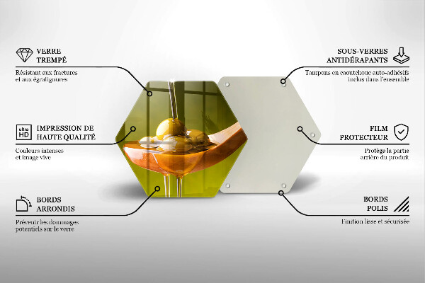 Tagliere in vetro Olio d'oliva e olive