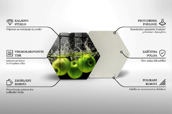 Tagliere in vetro Mele verdi e acqua