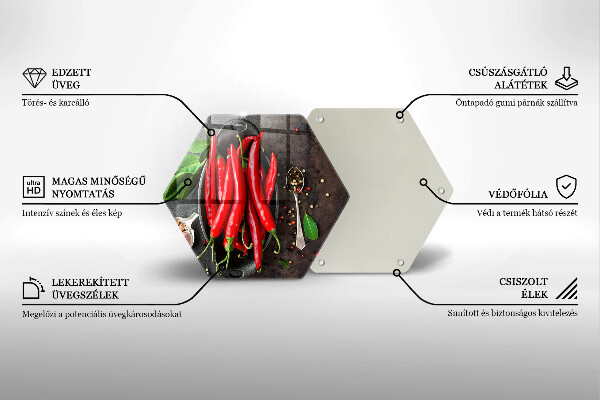 Tagliere in vetro Peperoncini rossi