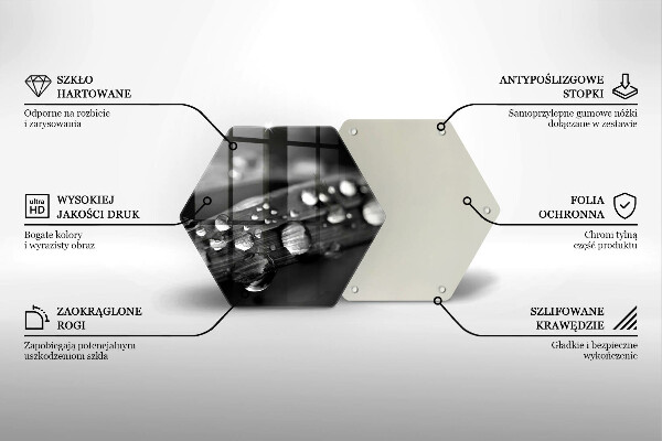 Tagliere in vetro Gocce di rugiada sulle foglie