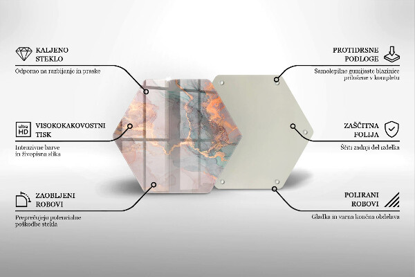 Tagliere in vetro Marmo con oro