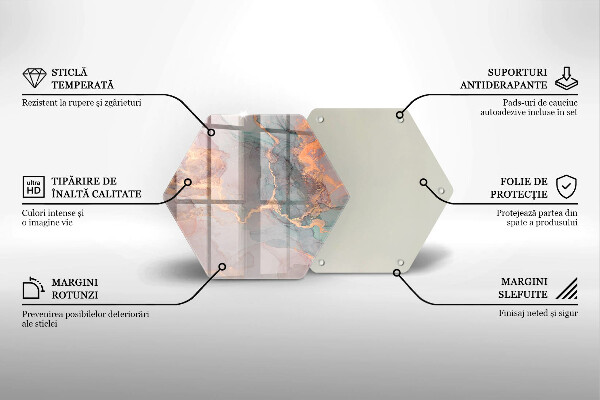 Tagliere in vetro Marmo con oro