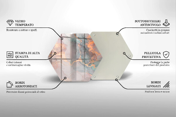 Tagliere in vetro Marmo con oro