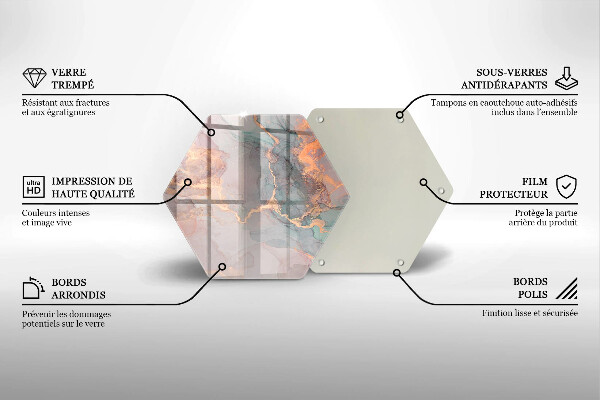 Tagliere in vetro Marmo con oro