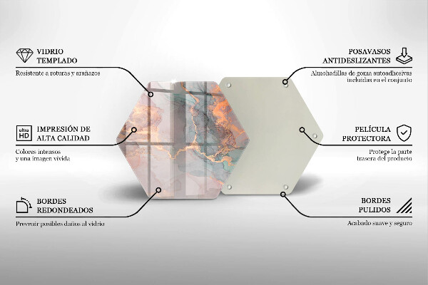 Tagliere in vetro Marmo con oro