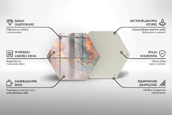 Tagliere in vetro Marmo con oro