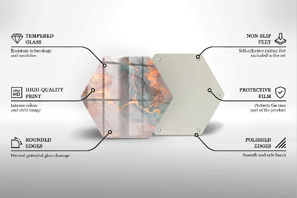 Tagliere in vetro Marmo con oro