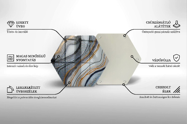 Tagliere in vetro roccia con oro